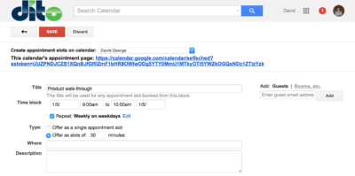 google calendar appointment slots notification